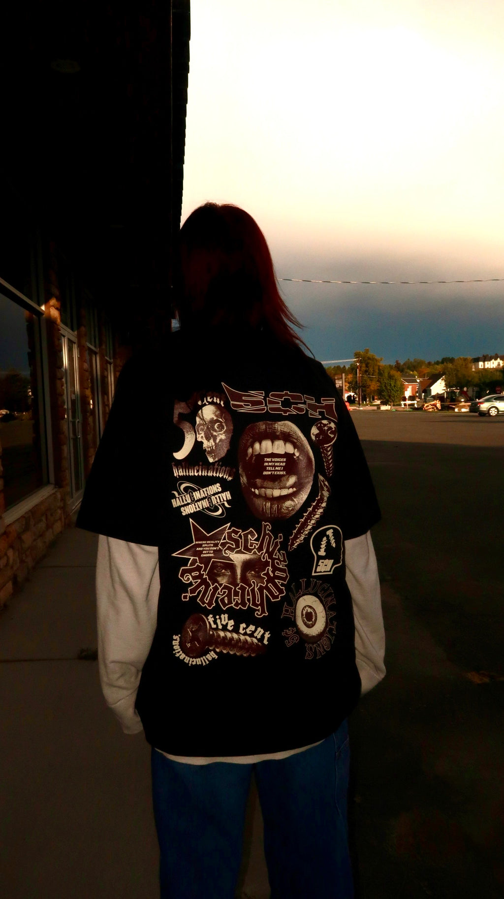 BITS AND PIECES TEE - FRAGMENTED BURGANDY