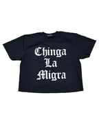 CHINGA LA MIGRA // CROP T-SHIRT // VINTAGE BLACK